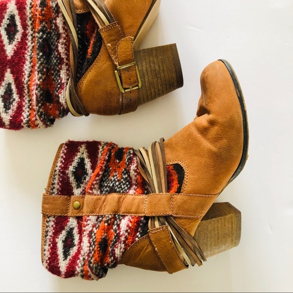 Leather & Knit Steve Madden Buckle Boots - Picture 2 of 13